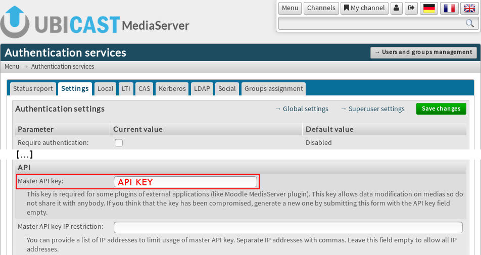 MS settings