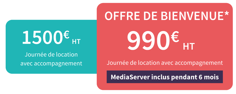 Offre de bienvenue : 990€ hT la journée de location